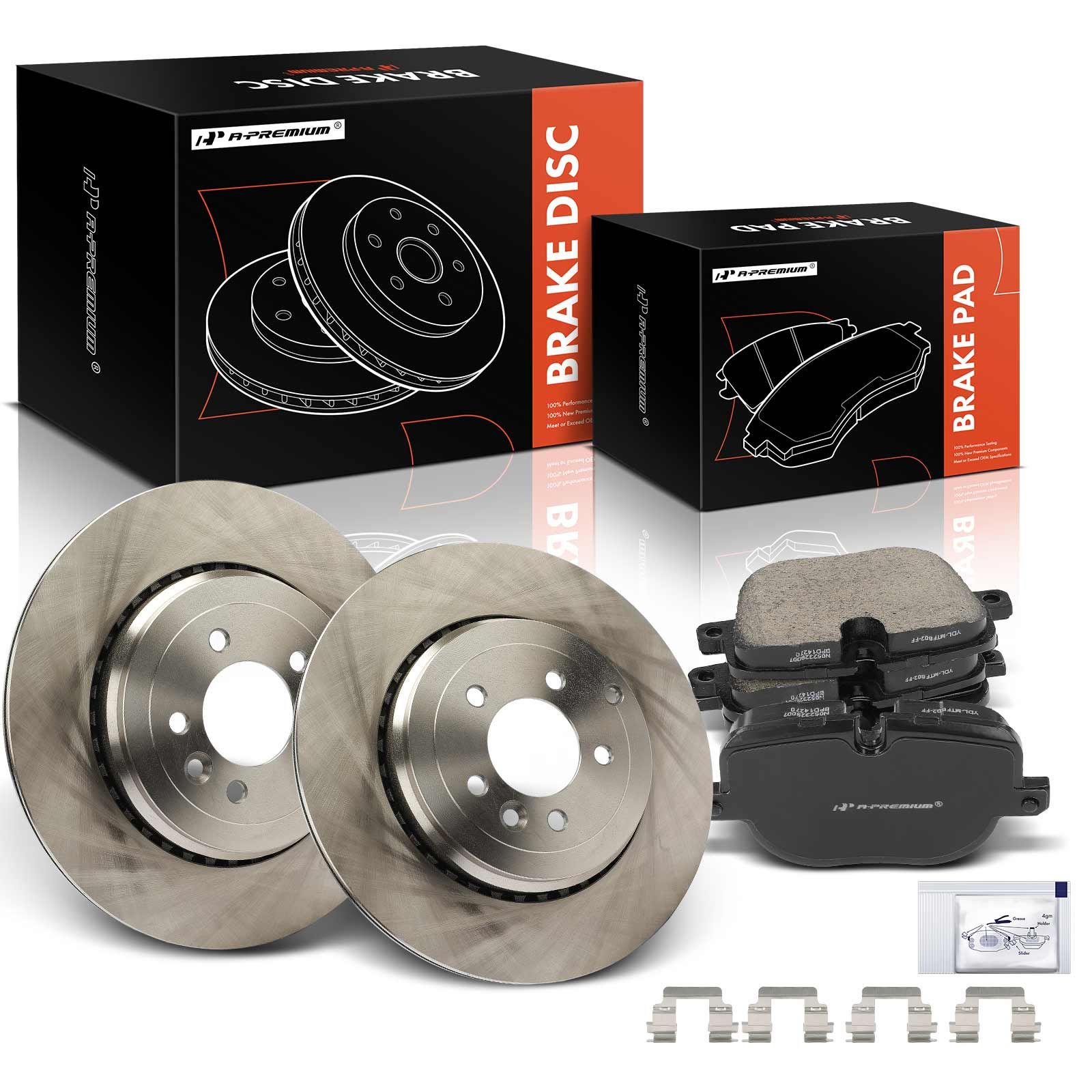 6 Pcs Rear Disc Brake Rotors & Ceramic Brake Pads for 2011 Land Rover Range Rover Sport