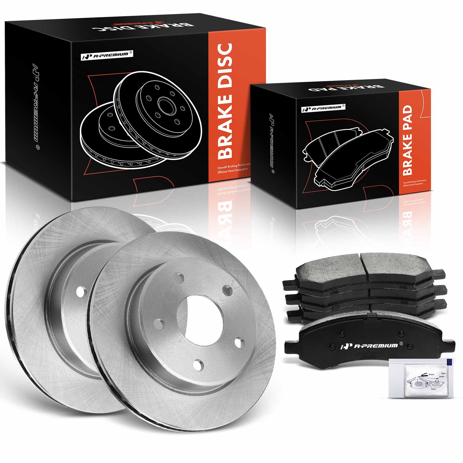 Front Disc Brake Rotors & Ceramic Brake Pads for 2007 Mitsubishi Raider