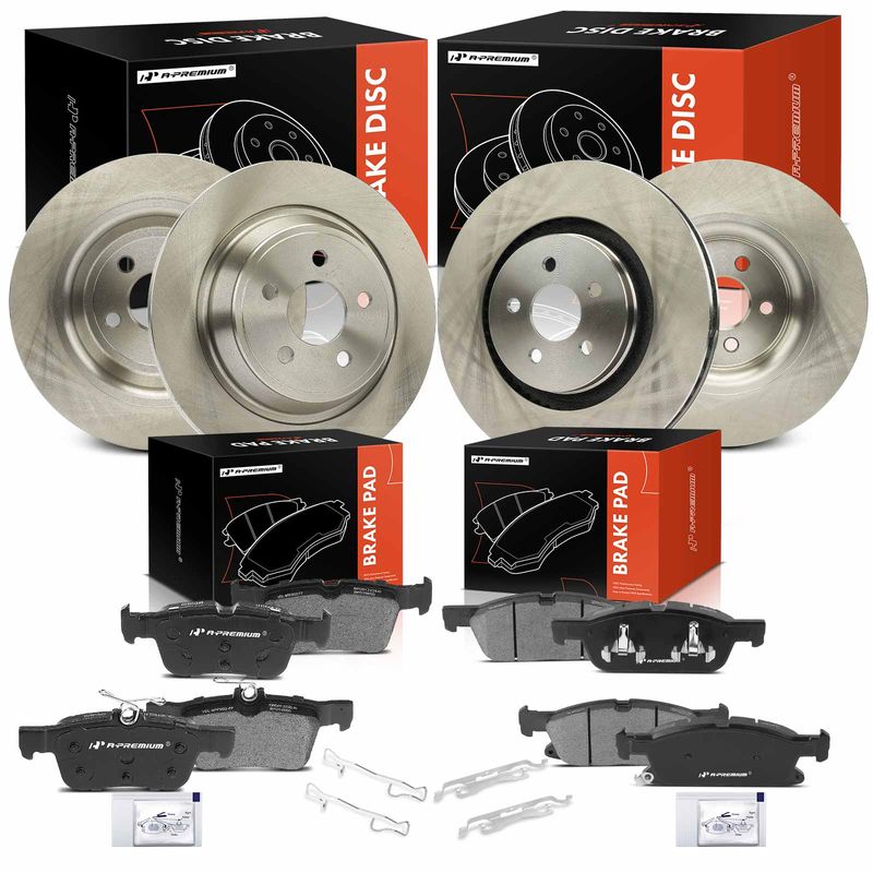 12 Pcs Front & Rear Disc Rotors & Brake Pads for 2016 Ford Edge