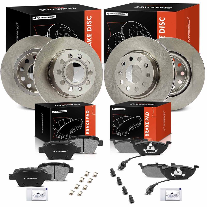 12 Pcs Front & Rear Disc Brake Rotors & Ceramic Pads for 2013 Volkswagen Jetta