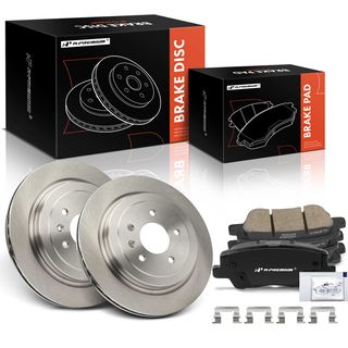 6 Pcs Rear Disc Brake Rotors & Ceramic Brake Pads for Cadillac ATS 2016-2019