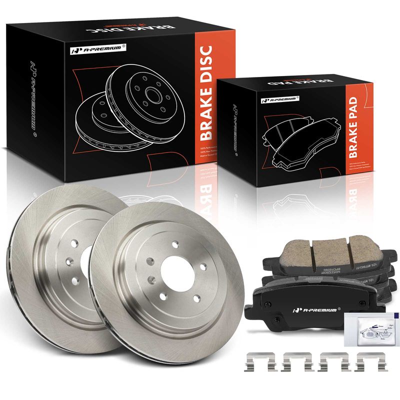 6 Pcs Rear Disc Brake Rotors & Ceramic Brake Pads for 2016 Cadillac ATS