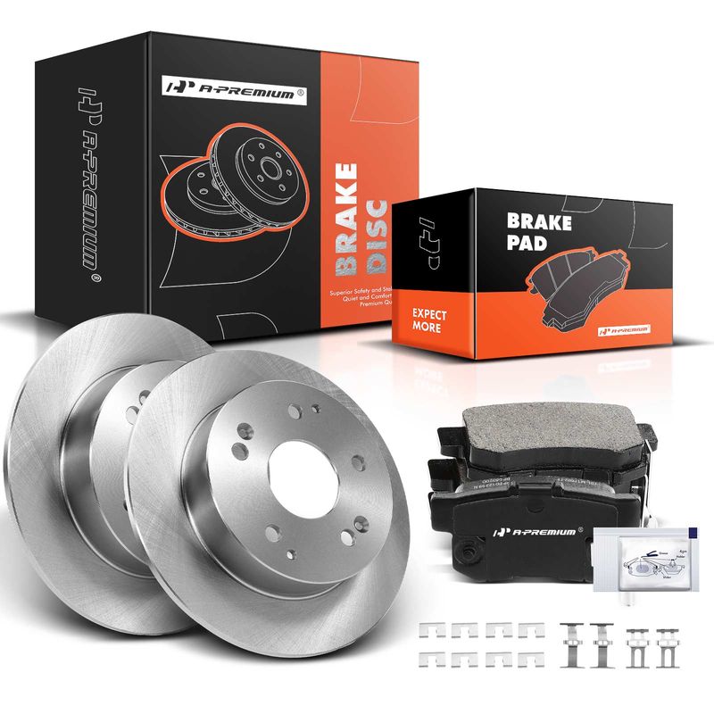 Rear Disc Brake Rotors & Ceramic Brake Pads for Honda Civic 04-05 Accord 98-02