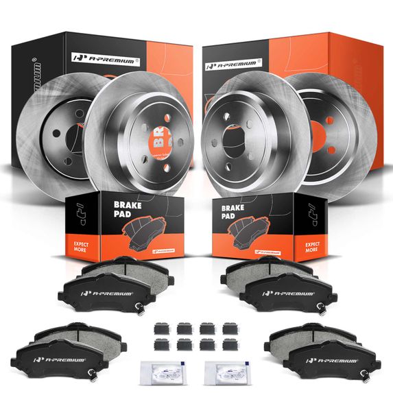 Front & Rear Disc Brake Rotors & Ceramic Brake Pads for Dodge Nitro 07-11 Jeep