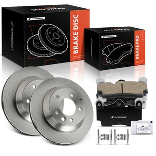 6 Pcs Rear Disc Brake Rotors & Ceramic Brake Pads for Audi Q7 2007-2015 Porsche