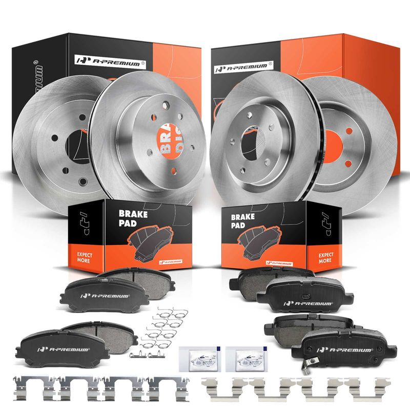 Front & Rear Disc Brake Rotors & Ceramic Brake Pads for 2014-2017 ...