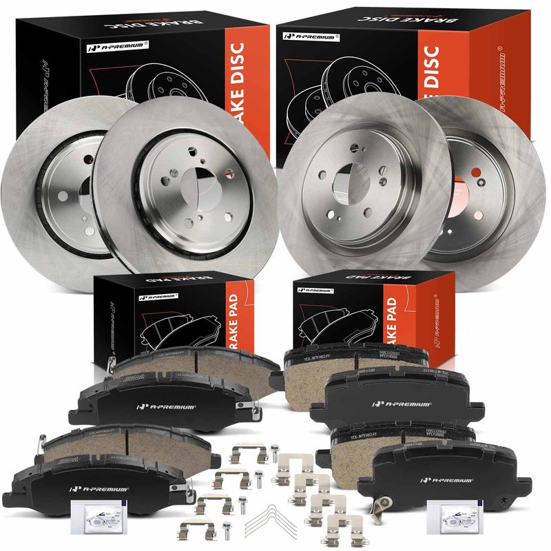 12 Pcs Front & Rear Disc Brake Rotors & Brake Pads for 2021 Honda Odyssey