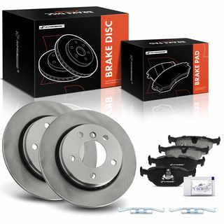 6 Pcs Rear Disc Brake Rotors & Ceramic Brake Pads for BMW 320i 323i 1998-2000