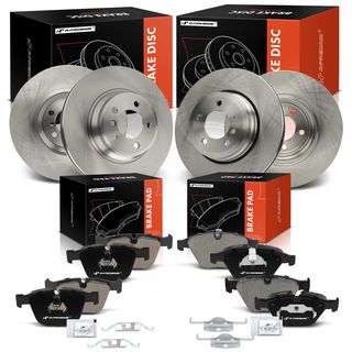 12 Pcs Front & Rear Disc Brake Rotors & Ceramic Brake Pads for BMW 750i 750Li