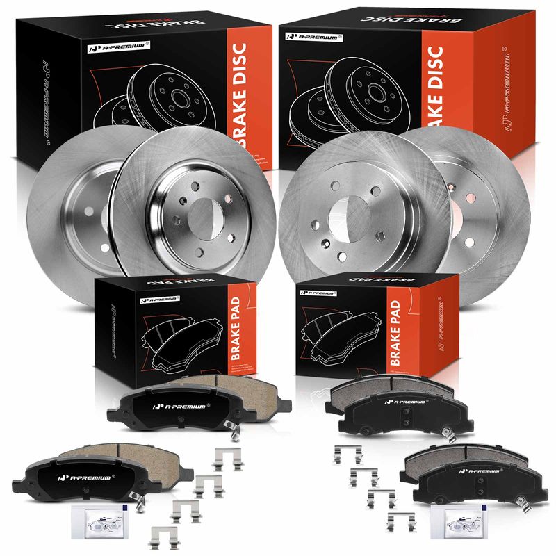 12 Pcs Front & Rear Disc Brake Rotors & Ceramic Brake Pads for Buick Lucerne