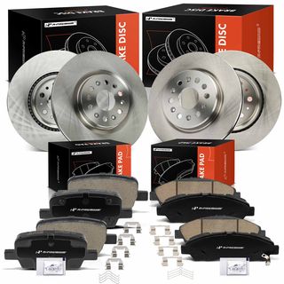 12 Pcs Front & Rear Disc Rotors & Brake Pads for Buick Enclave 18-20 Cadillac