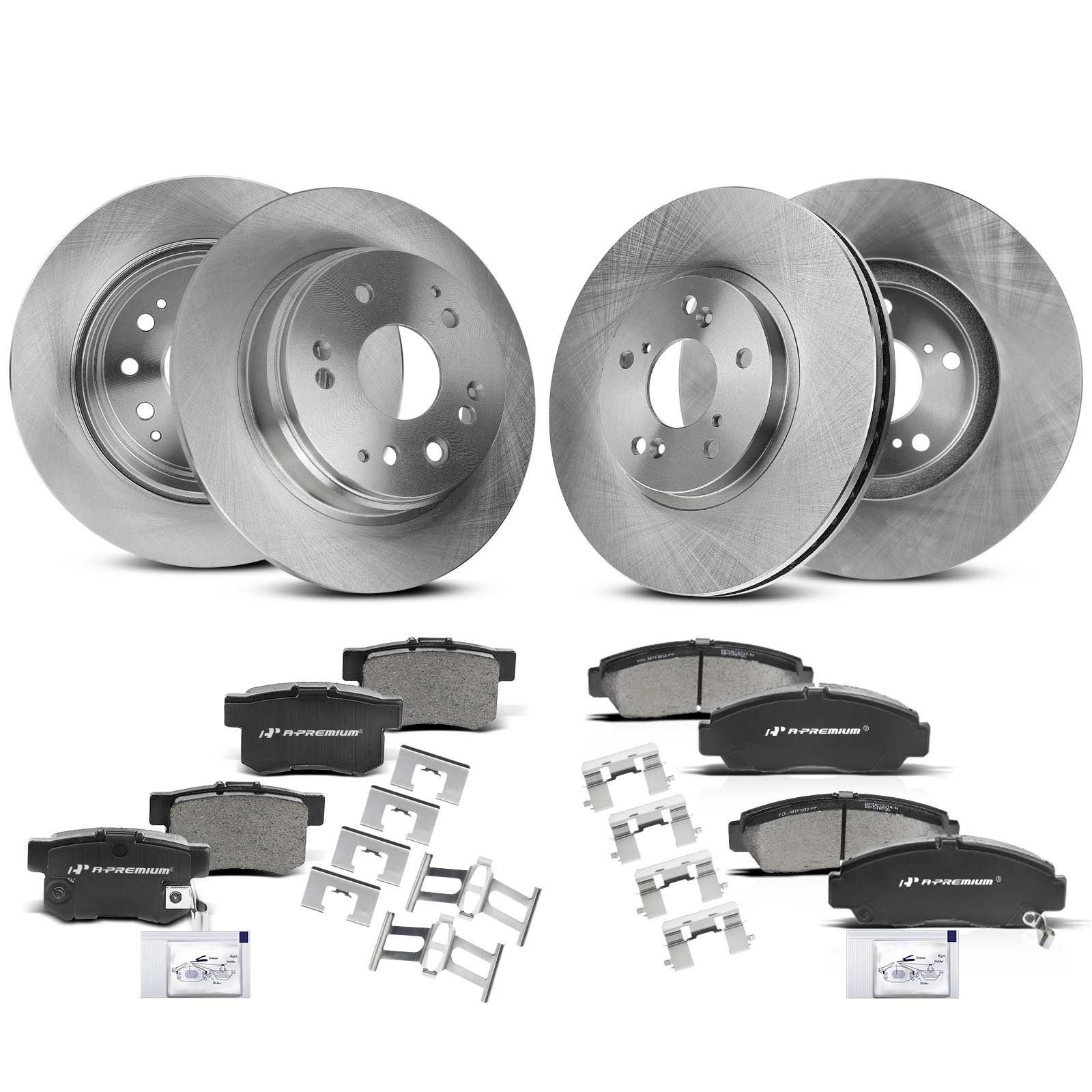 Front & Rear Side Disc Brake Rotors & Ceramic Brake Pads for 2000 Acura TL