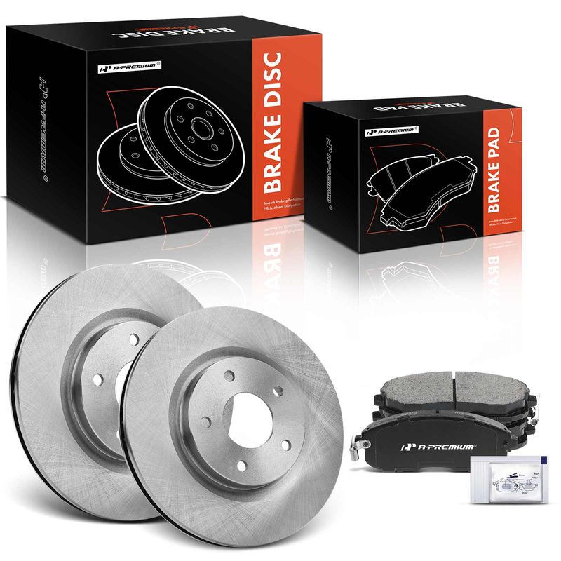 Front Disc Brake Rotors & Ceramic Pads Kit For 2014-2016 Mitsubishi Mirage - Complete Brake Set
