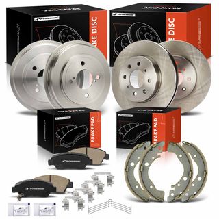 Front Disc Rotors & Pads & Rear Drums & Shoes for Honda Fit 2015-2020 DOHC 1.5L