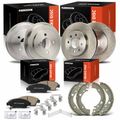 Front Disc Rotors & Pads & Rear Drums & Shoes for 2015 Honda Fit