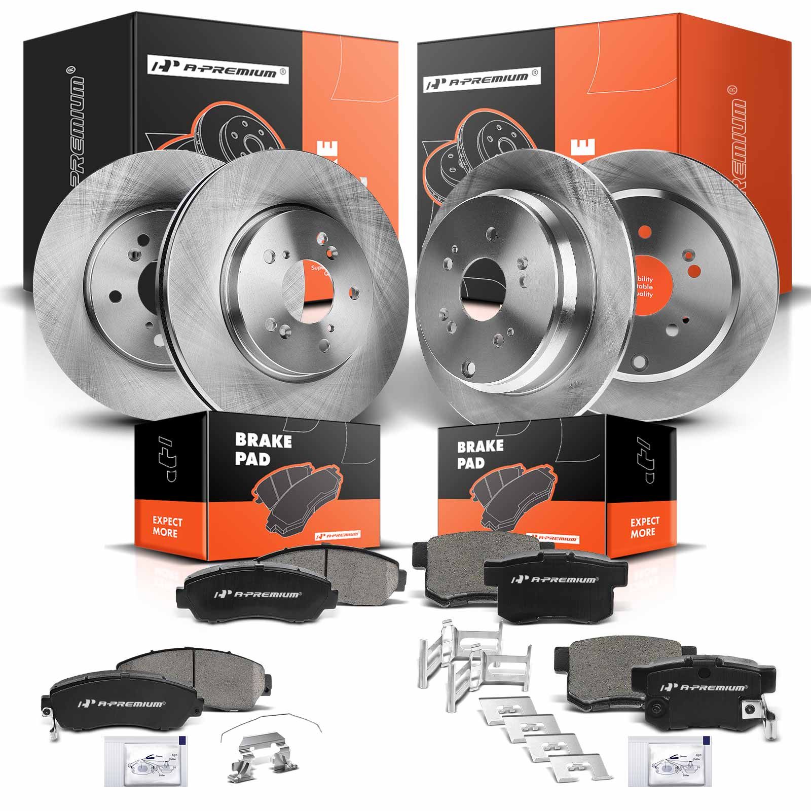 Front & Rear Disc Brake Rotors & Ceramic Brake Pads