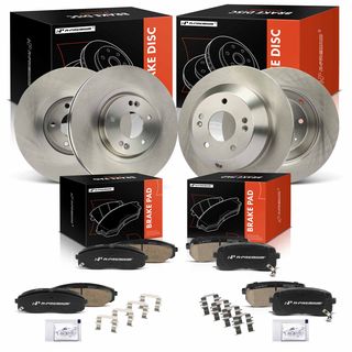 12 Pcs Front & Rear Disc Brake Rotors & Ceramic Brake Pads for Kia Sedona 2015-2019