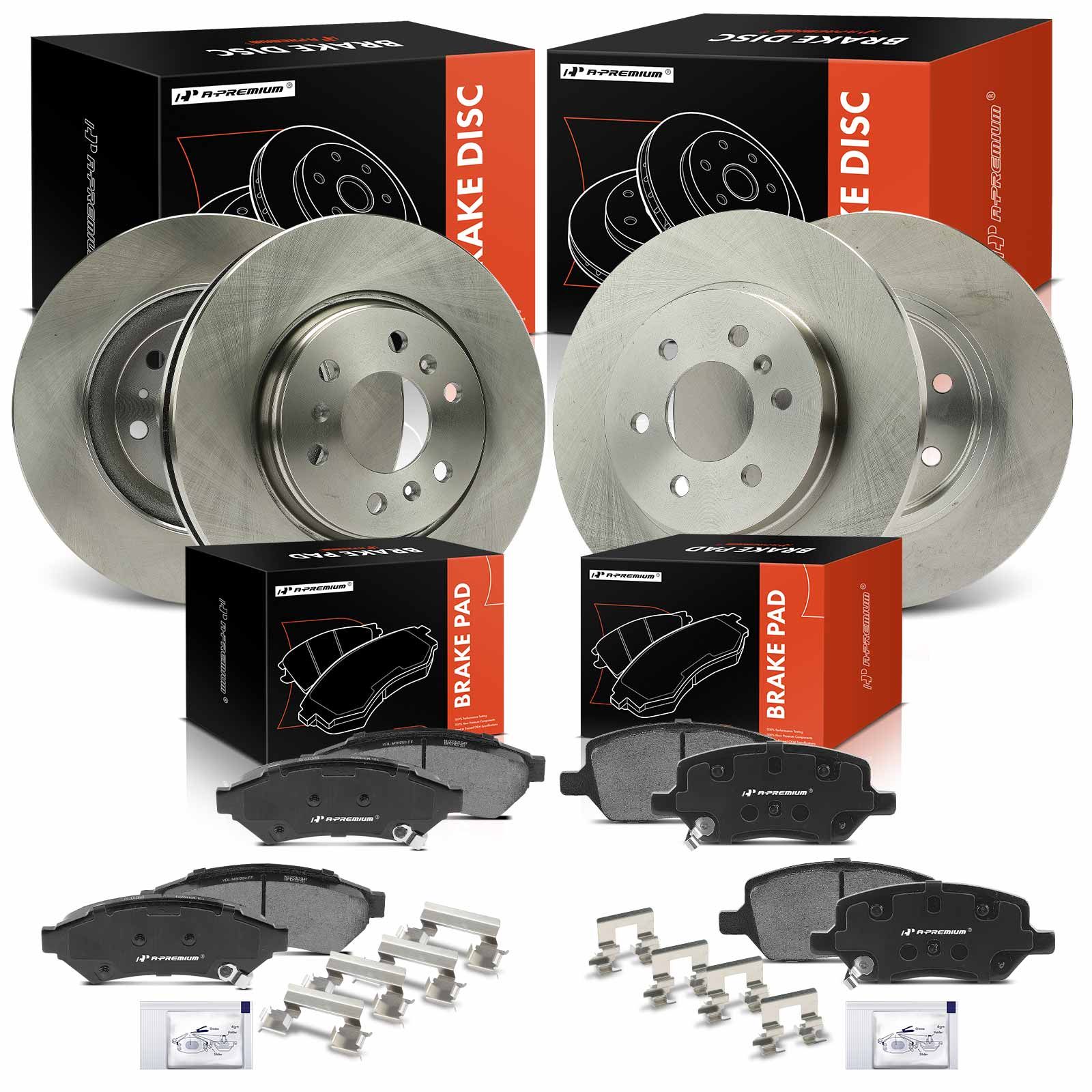 12 Pcs Front & Rear Disc Brake Rotors & Ceramic Brake Pads for 2008 Pontiac Montana