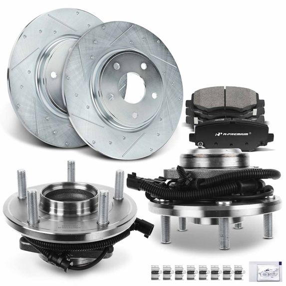 Rear Drilled Brake Rotors & Pads + Hub Bearing for Dodge Grand Caravan Chrysler