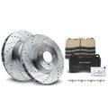 6 Pcs Front Drilled Rotors & Ceramic Brake Pads for 2007 Land Rover Range Rover Sport