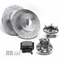 Rear Drilled Brake Rotors & Pads + Hub Bearing for Acura TSX 09-14 Honda Accord