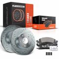 Front Drilled Rotors & Ceramic Brake Pads for 1992 Pontiac Sunbird