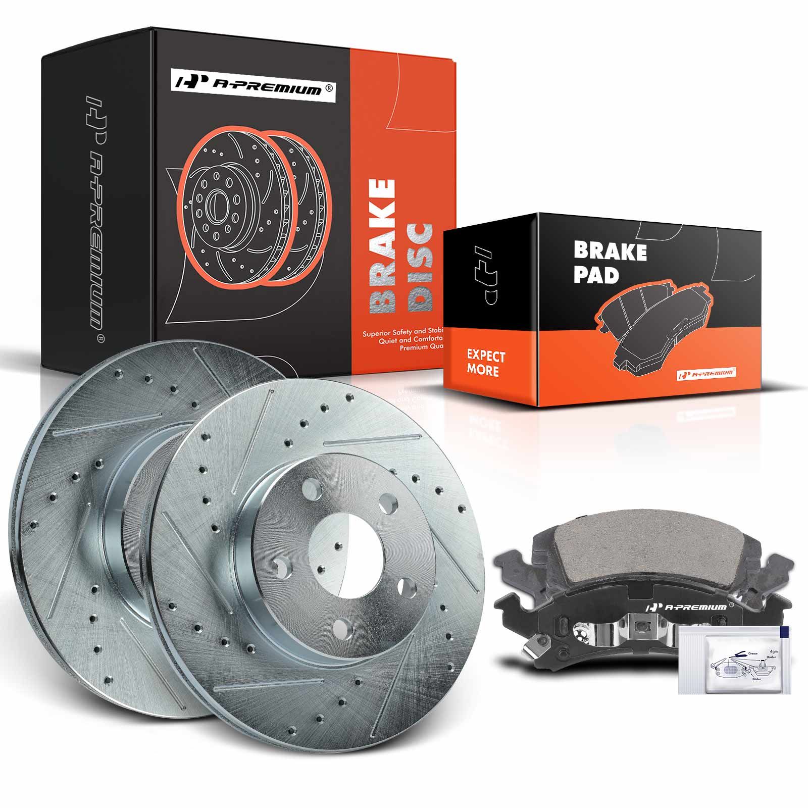 Front Drilled Rotors & Ceramic Brake Pads for 1992 Pontiac Sunbird