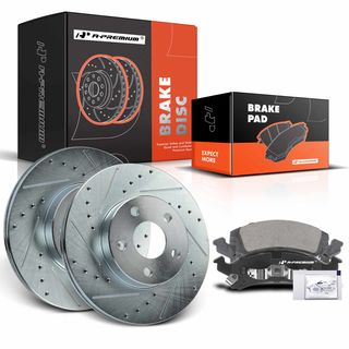 Front Drilled Rotors & Ceramic Brake Pads for Chevrolet Corsica Buick Pontiac