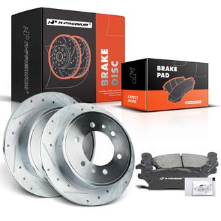 Rear Drilled Rotors & Ceramic Brake Pads for Hummer H3 2006-2010 H3T 2009-2010