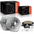 6 Pcs Front Drilled Rotors & Ceramic Brake Pads for 2012 Volvo S80