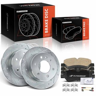 6 Pcs Rear Drilled Rotors & Ceramic Brake Pads for Dodge Freightliner 2007-2018