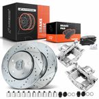Front Drilled Brake Rotors & Pads + Brake Calipers for Dodge Journey 2009-2012