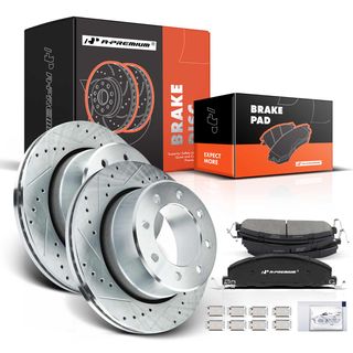 Rear Drilled Rotors & Ceramic Brake Pads for Dodge Ram2500 3500 09-10 Ram 1500