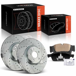 6 Pcs Front Drilled Brake Rotors & Ceramic Brake Pads for Volvo XC60