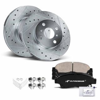 Front Drilled Rotors & Ceramic Brake Pads for Toyota Corolla 1993-1997 Geo Prizm