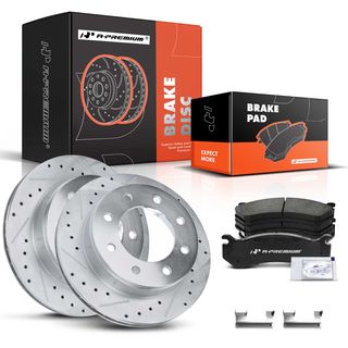 Rear Drilled Rotors & Ceramic Brake Pads for Chevy Suburban 2500 GMC Sierra 2500