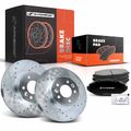 6 Pcs Front Drilled Rotors & Ceramic Brake Pads for 2001 Ford Crown Victoria