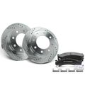 6 Pcs Front Drilled Rotors & Ceramic Brake Pads for 2016 GMC Savana 4500