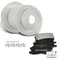 6 Pcs Rear Drilled Rotors & Ceramic Brake Pads for 2012 Mitsubishi Outlander