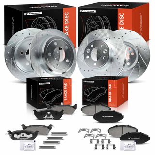 12 Pcs Drilled Rotors & Ceramic Brake Pads for Ford Lincoln Mercury