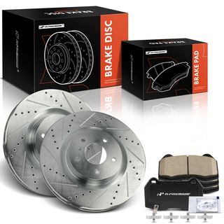 6 Pcs Front Drilled Rotors & Ceramic Brake Pads for INFINITI Nissan