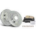 6 Pcs Rear Drilled Rotors & Ceramic Brake Pads for 2017 Mitsubishi RVR