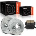 6 Pcs Front Drilled Rotors & Ceramic Brake Pads for 2017 Jeep Renegade