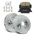 6 Pcs Front Drilled Rotors & Ceramic Brake Pads for 2017 Jeep Renegade