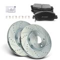 6 Pcs Front Drilled Rotors & Ceramic Brake Pads for 2022 Honda HR-V