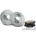 6 Pcs Front Drilled Rotors & Ceramic Brake Pads for Ford Jaguar S-Type