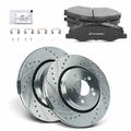 6 Pcs Front Drilled Rotors & Ceramic Brake Pads for 2022 Honda Odyssey