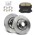 6 Pcs Front Drilled Rotors & Ceramic Brake Pads for 2018 Honda Civic