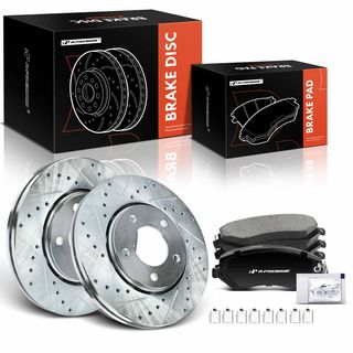 6 Pcs Front Drilled Brake Rotors & Ceramic Pads for Dodge Grand Caravan Chrysler Voyager