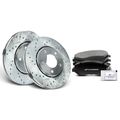 6 Pcs Front Drilled Brake Rotors & Ceramic Pads for 2002 Chrysler Voyager